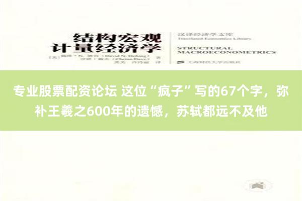 专业股票配资论坛 这位“疯子”写的67个字，弥补王羲之600年的遗憾，苏轼都远不及他